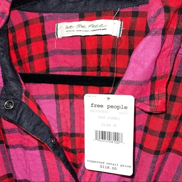 Free People Women's Pacific Dawn Drawstring Plaid Shirt - Picture 2 of 5